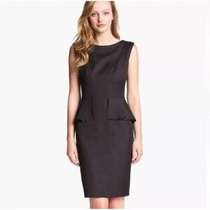 T TAHARI BLACK PEPLUM SLEEVELESS DRESS SIZE 8/10 (see Measurements)